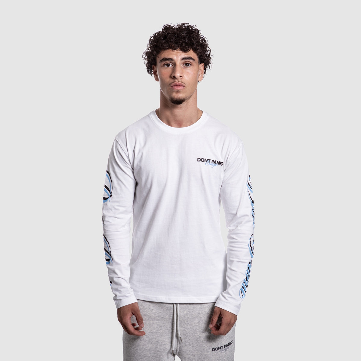 DONT PANIC FALL SLEEVE WHITE / BLACK-LIGHT BLUE