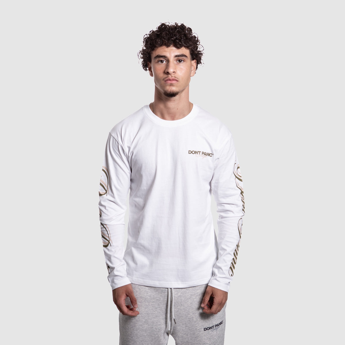 DONT PANIC FALL SLEEVE WHITE / OLIVE-BEIGE